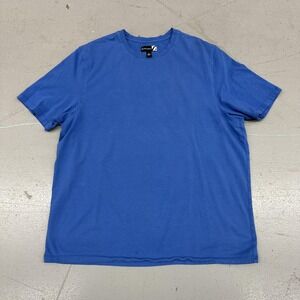 Saks Fifth Avenue Shirt Mens XL Blue Solid Crewneck Cotton Tee Casual Peru